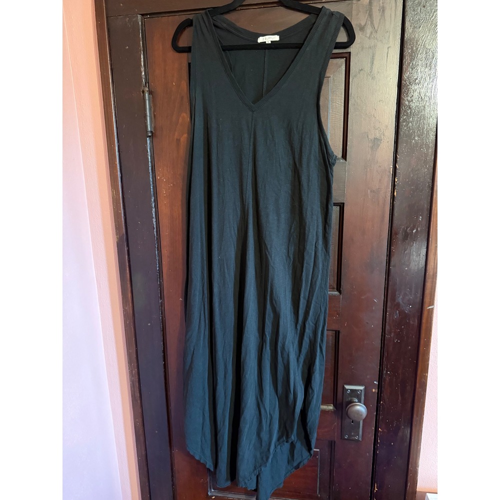 Z‎ Supply Black Cotton V-Neck High Low Maxi Dress Sleeveless Racerback XL - Picture 2 of 5